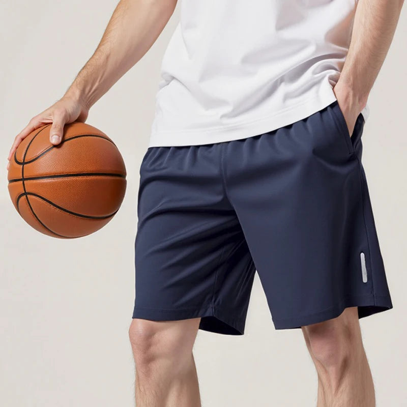 Men's Quick-Dry Athletic Shorts - Breathable Running and Gym Board Shorts with Zipper Pockets