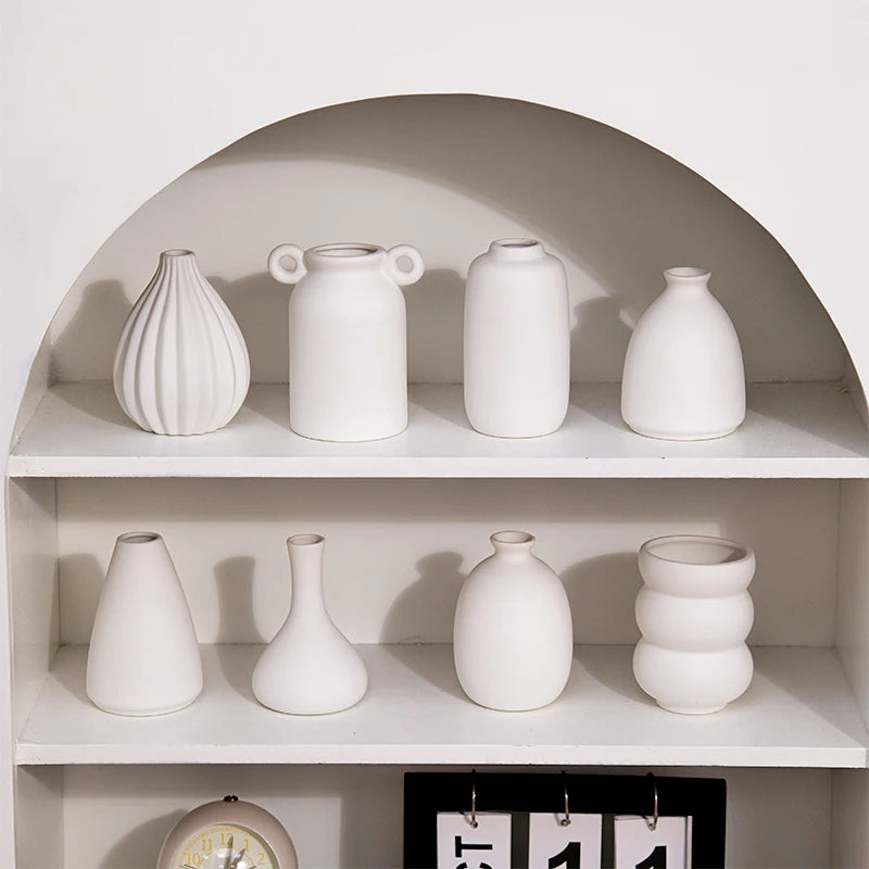 Ceramic Decorative Vase for Dried Flowers & Hydroponic Plants, Modern Table Ornament for Living Room Bedroom Office