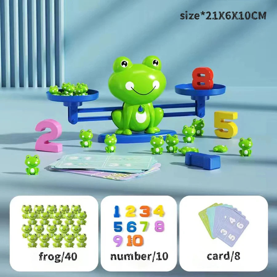 Frog Balance Math Toy for Kids, Addition & Subtraction Learning Scale, Early Education STEM Counting Game