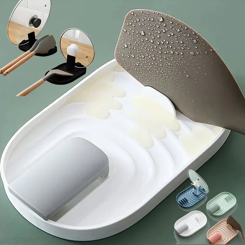 Foldable Pot Lid & Utensil Holder – Spoon Rest Spatula Organizer Rack for Kitchen