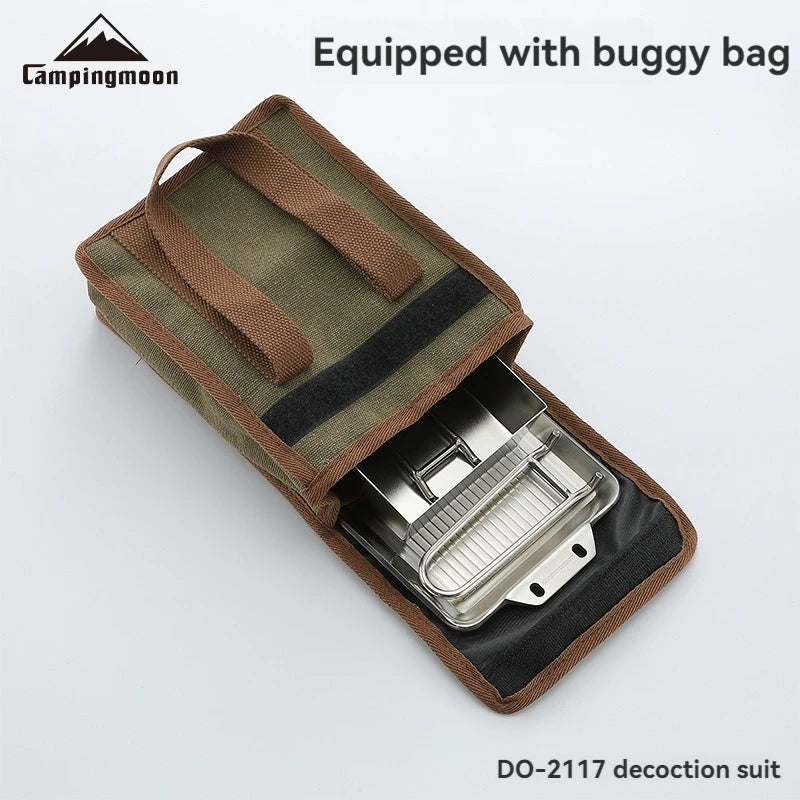 Portable Thickened Stainless Steel Camping Frying Pan with Deepened Detachable Handle — 8.3 x 5.5 x 2.4 in (21 x 14 x 6 cm)