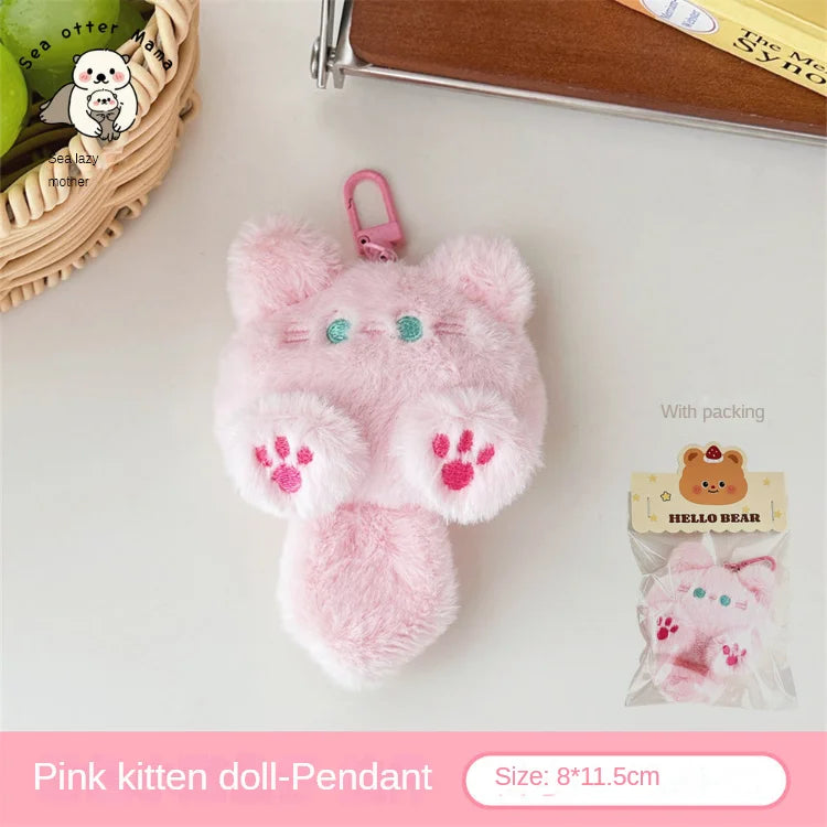 Plush Cat Keychain Bag Charm – Cute Cat Doll Pendant for Backpack, Purse and Car Mirror, Gift for Girls & Couples