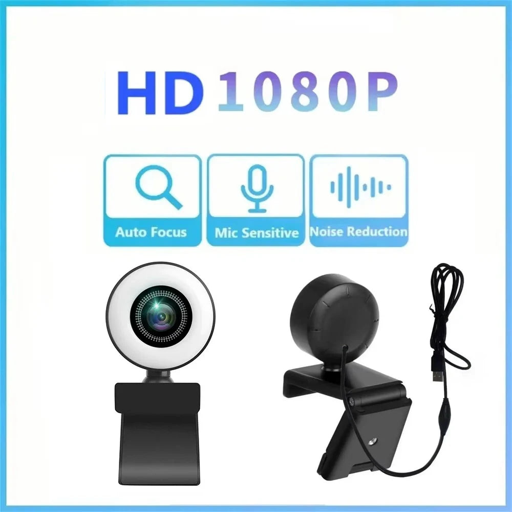 4K USB Webcam (8MP) 1080P/720P Auto-Focus Laptop Camera with Noise-Reduction Mic, Adjustable Clip & Light Control for Live Streaming