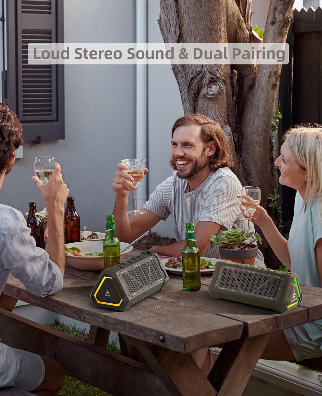 Portable 40W Bluetooth 5.3 Speaker IP67 Waterproof Stereo TWS Micro SD RGB Lights USB-C