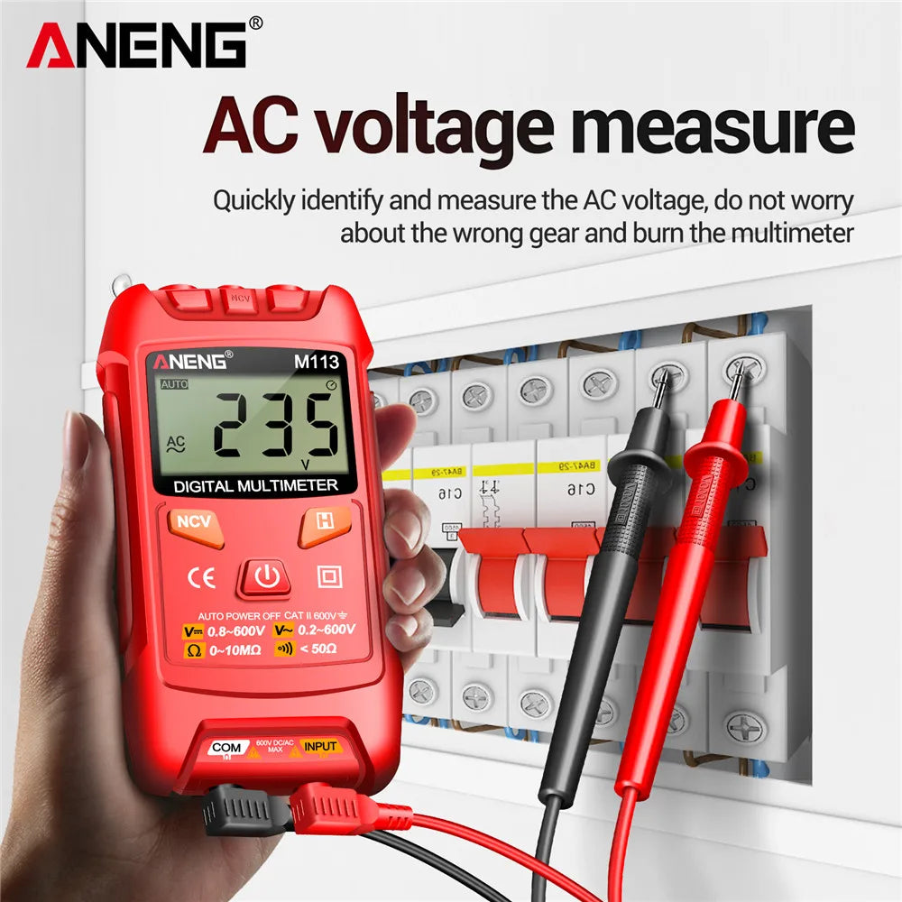 Digital Mini Multimeter 1999-Count AC/DC Voltage Ohm NCV Tester Portable Auto-Ranging Multimeter