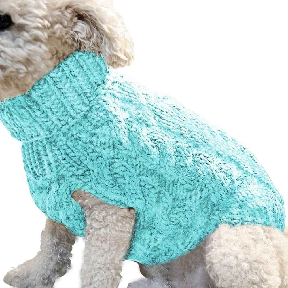 Knitted Cable Dog Sweater - Warm Autumn/Winter Pullover for Small Dogs