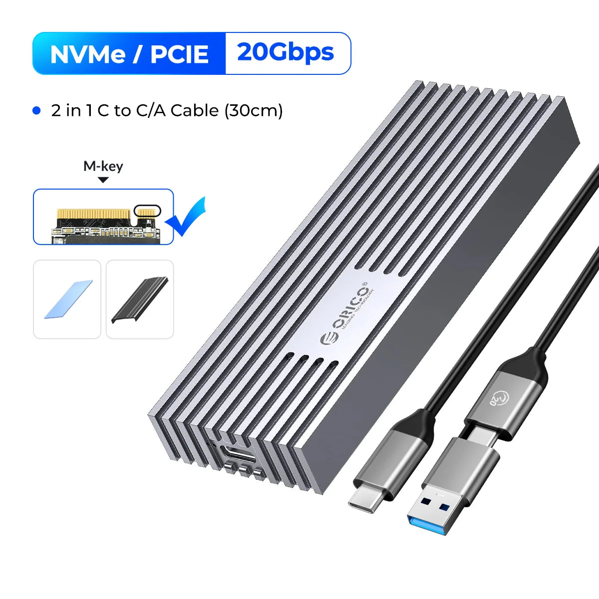 USB4 40Gbps NVMe M.2 SSD Enclosure — USB-C External PCIe 3.0 x4 Case (Thunderbolt 3/4 Compatible)