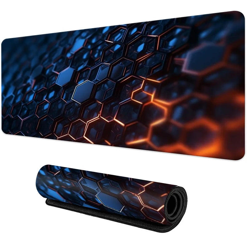 Large Gaming Mouse Pad Red Blue Gradient Non-Slip Rubber Sewn Edge Desk Mat for Keyboard & PC