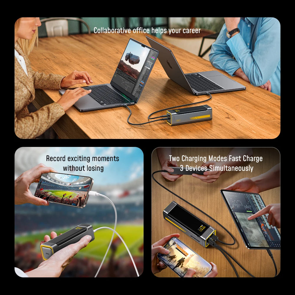 240W 27,600mAh LED Display Power Bank - Dual 140W USB-C, USB-A Ports, Includes 3ft (0.91m) 140W USB-C Cable