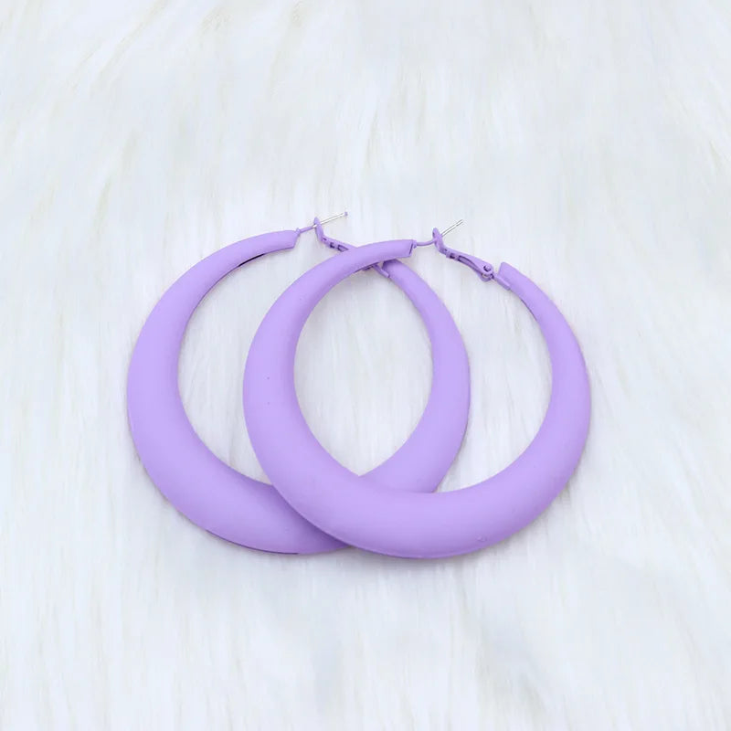 Oversize Red & Blue Metal Hoop Earrings for Women – 72mm (2.83 in) Round Statement Hoops