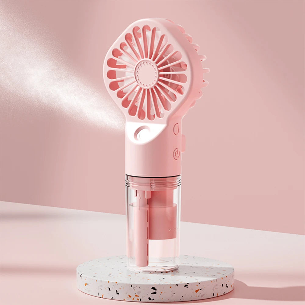 Handheld Mist Spray Fan - USB-C Rechargeable Mini Humidifier, 4-Speed Portable Cooling Fan for Travel & Outdoor