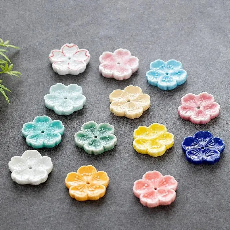 Cherry Blossom Ceramic Incense Burner Sakura Incense Stick Holder Aromatherapy Censer Home & Office Decor