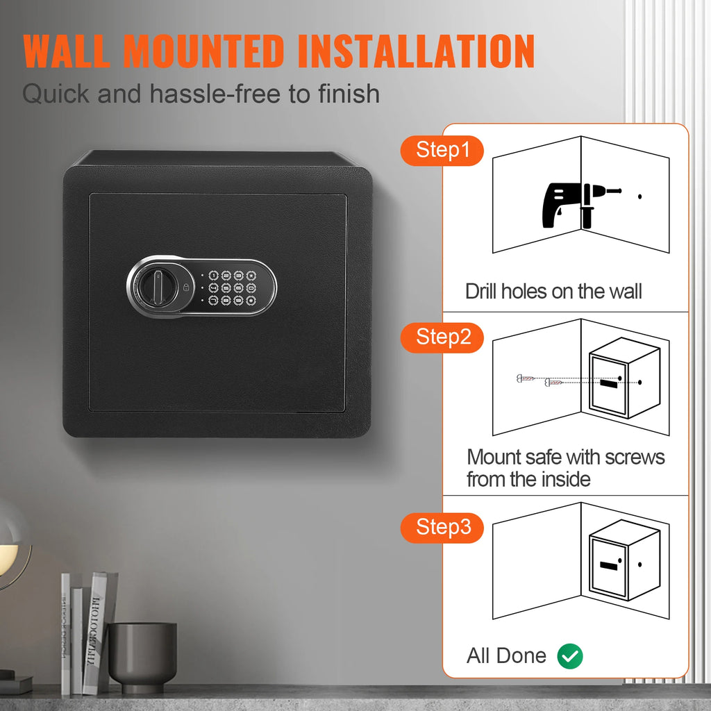Electronic Digital Home Safe 1.2 cu ft (34 L) - Keypad Lock with Override Keys for Jewelry, Cash & Documents