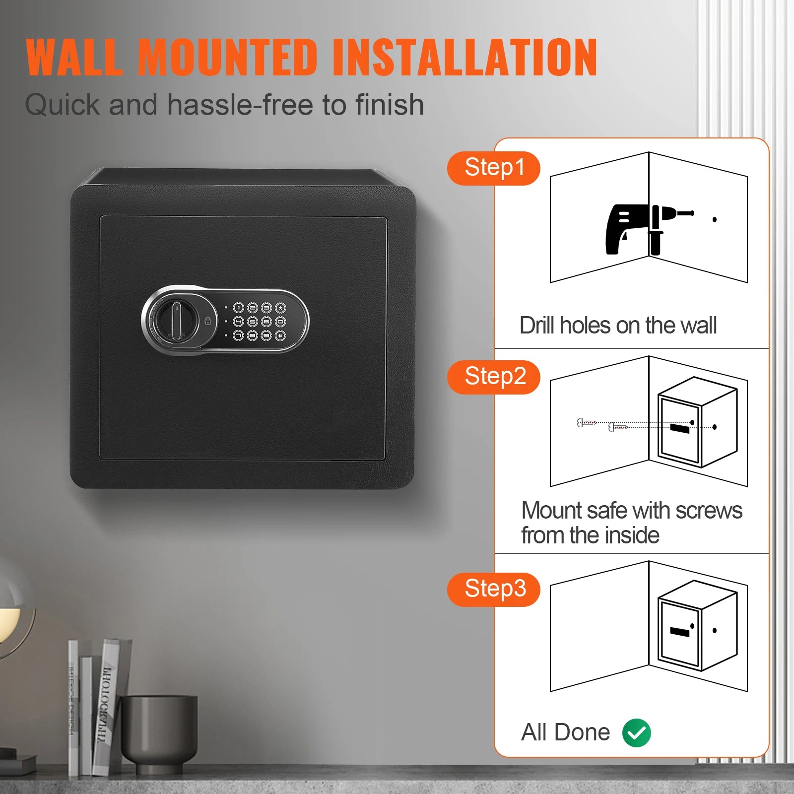 Electronic Digital Home Safe 1.2 cu ft (34 L) - Keypad Lock with Override Keys for Jewelry, Cash & Documents