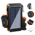 20000mAh Solar Power Bank - Portable Solar Charger with Dual USB, USB-C Input, Built-in Cables & LED Flashlight