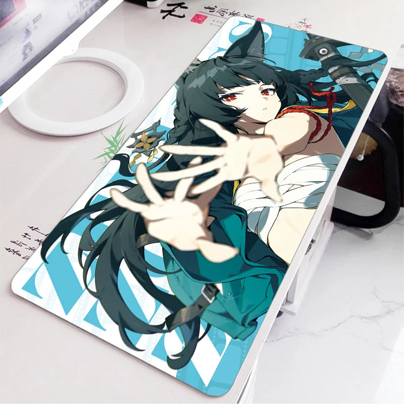 XXL Anime Gaming Mouse Pad – Hoshimi Miyabi & Evelyn Ellen Desk Mat, Large Keyboard Mousepad with Non-Slip Silicone Base