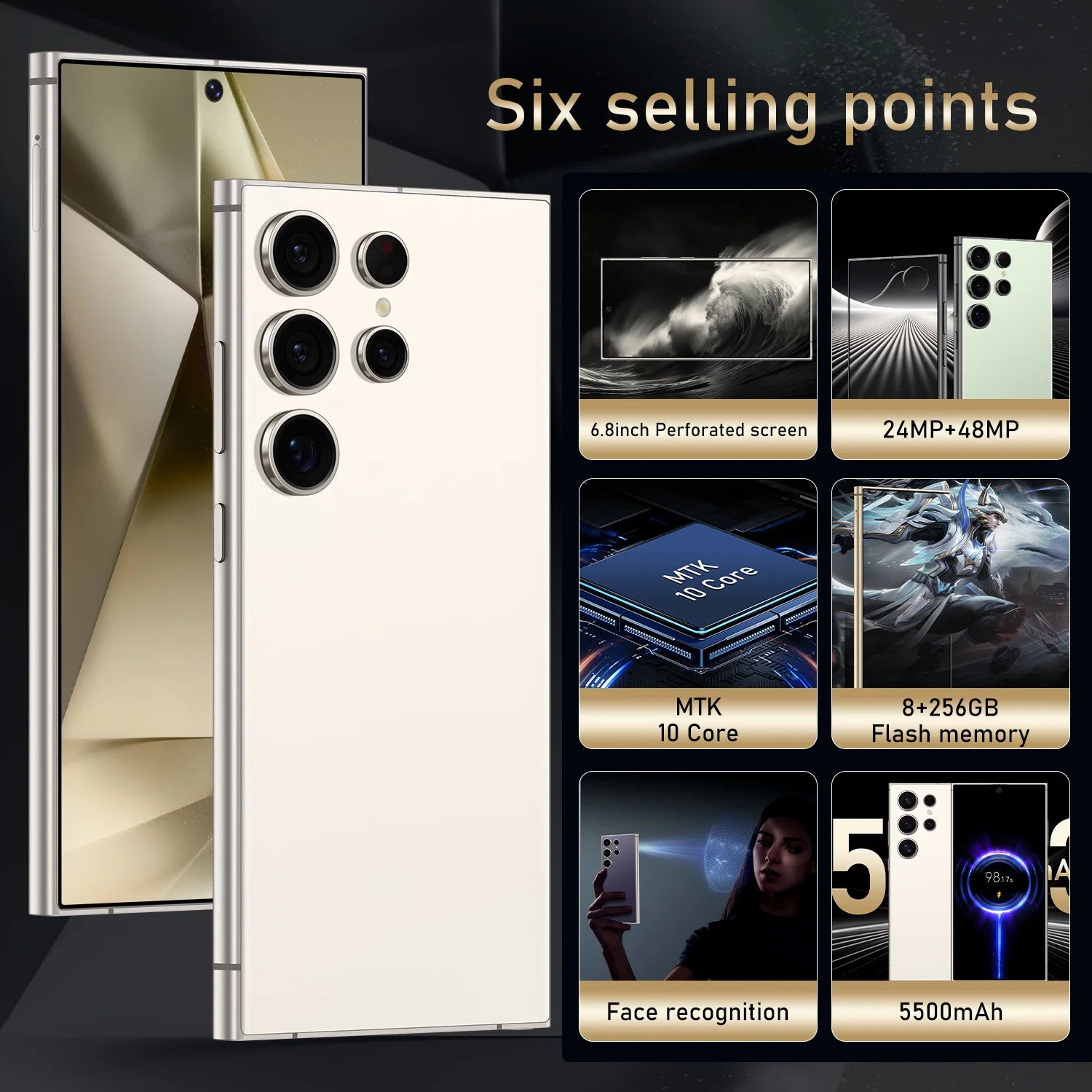 Android Smartphone 6.8-inch (17.3 cm) AMOLED, 8GB RAM, 256GB/512GB/1TB ROM, Dual SIM, 24MP Front & 48MP Rear, 5500mAh, Google Play