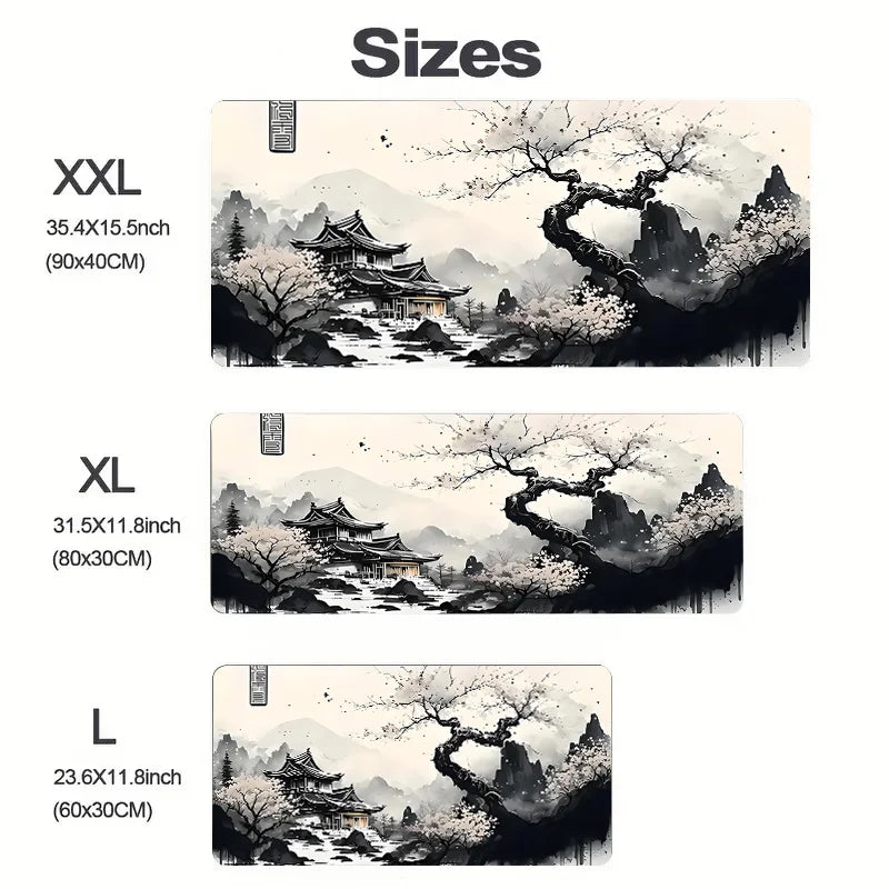 Sakura Cherry Blossom XXL Extended Gaming Desk Mat – 39.4 x 19.7 x 0.12 in (1000 x 500 x 3 mm) Keyboard & Mouse Pad, Non-Slip Stitched Edge
