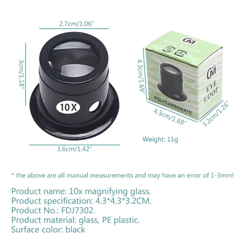 4-Pack Jeweler's Loupe Set 5X 10X 15X 20X Glass Monocular Magnifiers for Watch Repair Jewelry Crafting