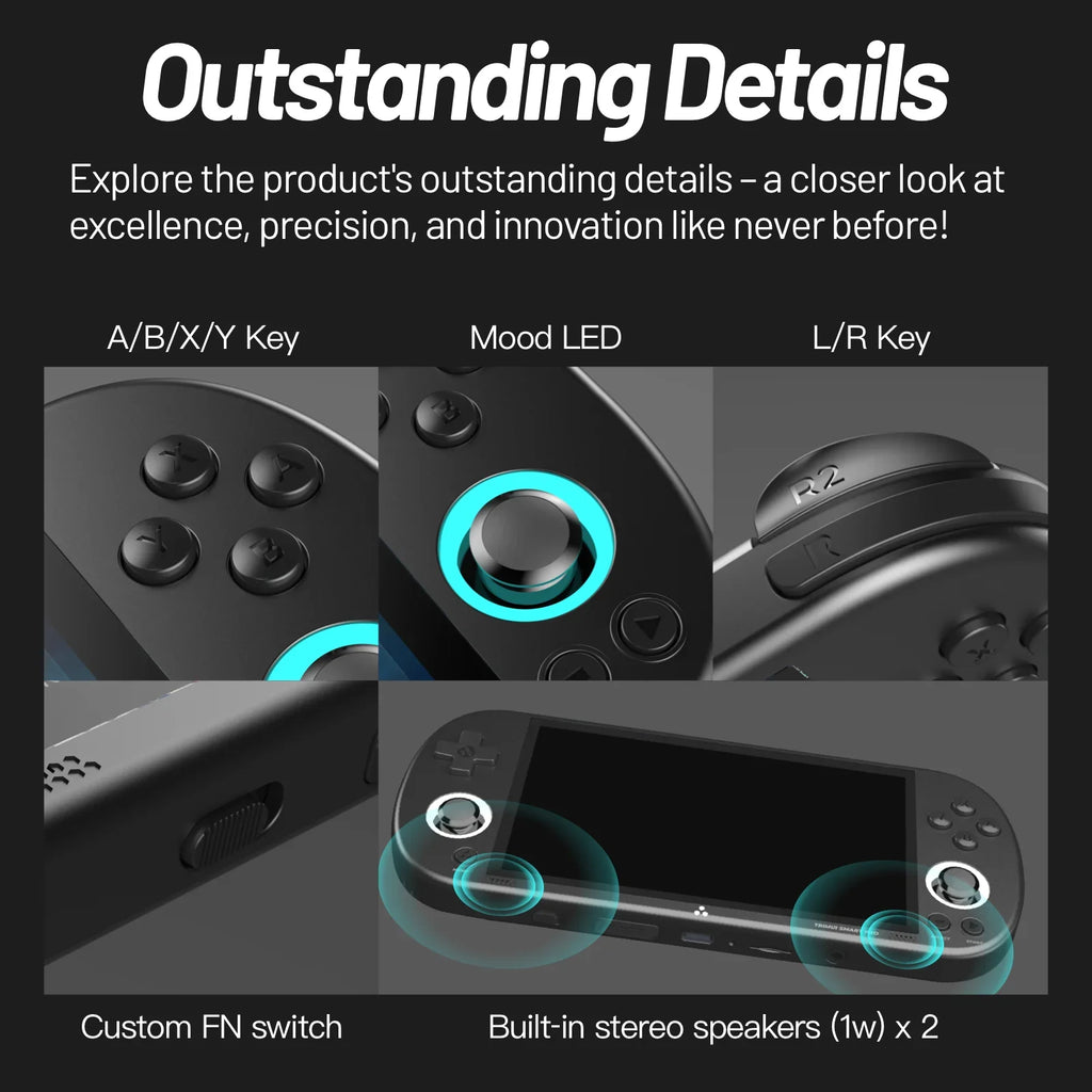 Smart Pro Handheld Retro Game Console 4.96-inch (12.6 cm) IPS — Linux, Dual Joysticks, RGB Mood Lights, 13,000+ Games, 5000mAh