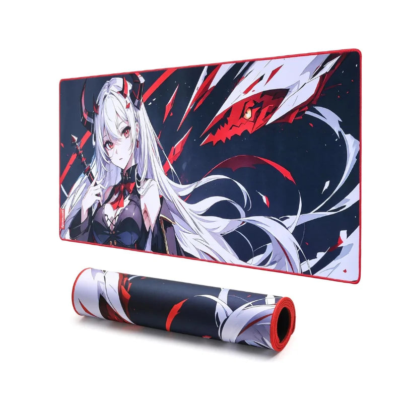 Anime Gaming Mouse Pad — Smooth Lycra Surface, Non-Slip Rubber Base, Spill-Resistant, 13×10 in (33×25 cm) & 35×16 in (89×41 cm)