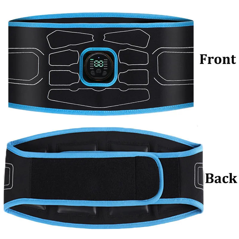 EMS Abdominal Muscle Stimulator Belt — USB Rechargeable, 10 Modes & 30 Intensity Levels, Adjustable 116 cm (45.7 in)