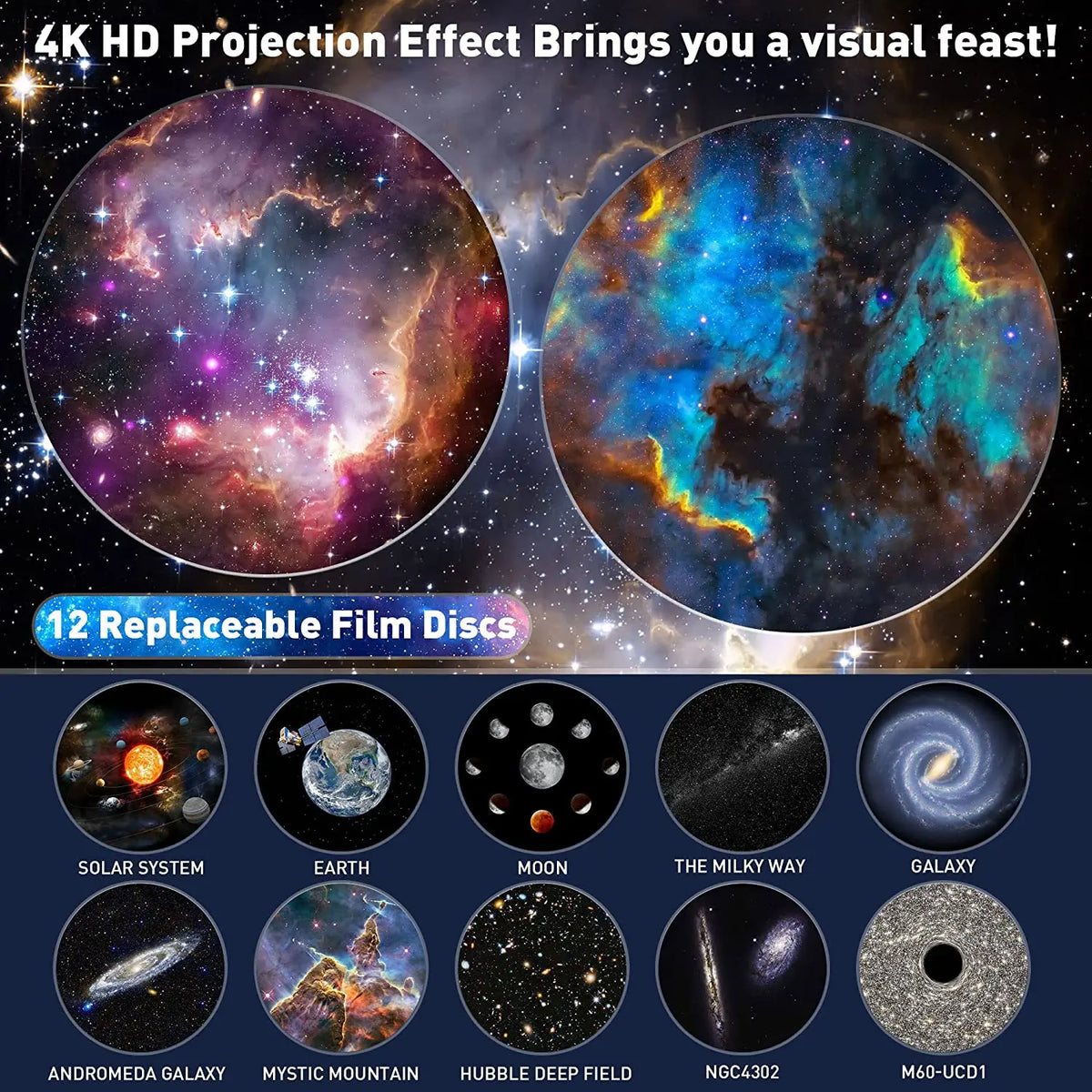 13-in-1 Planetarium Star Projector 360° Rotating HD Galaxy Light with Timer for Bedroom, Kids, Parties, Christmas