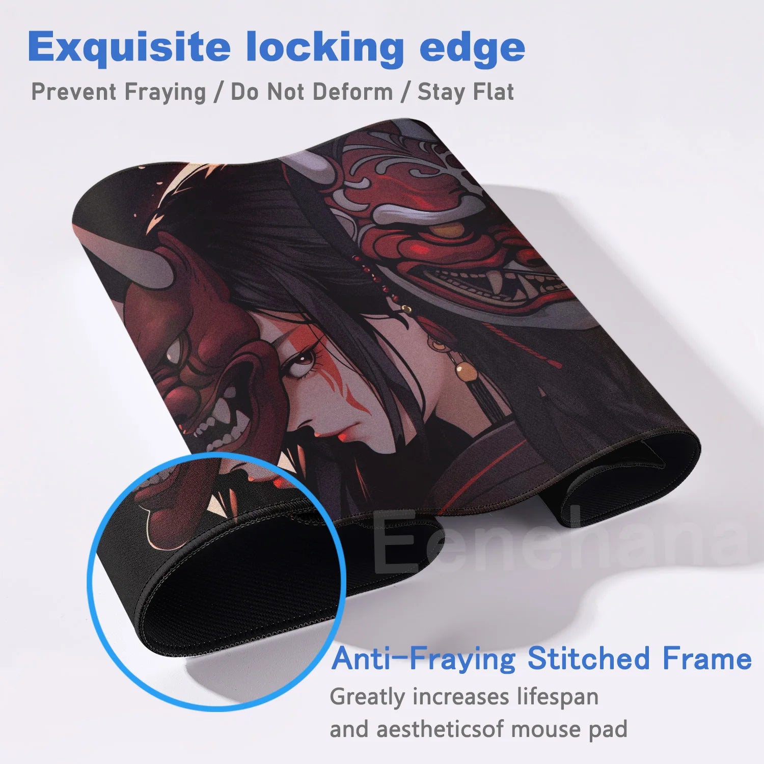 Japanese Mask Girl XXL Gaming Mouse Pad 90 x 40 cm (35.4 x 15.7 in) Non-Slip Desk Mat for Keyboard & Mouse