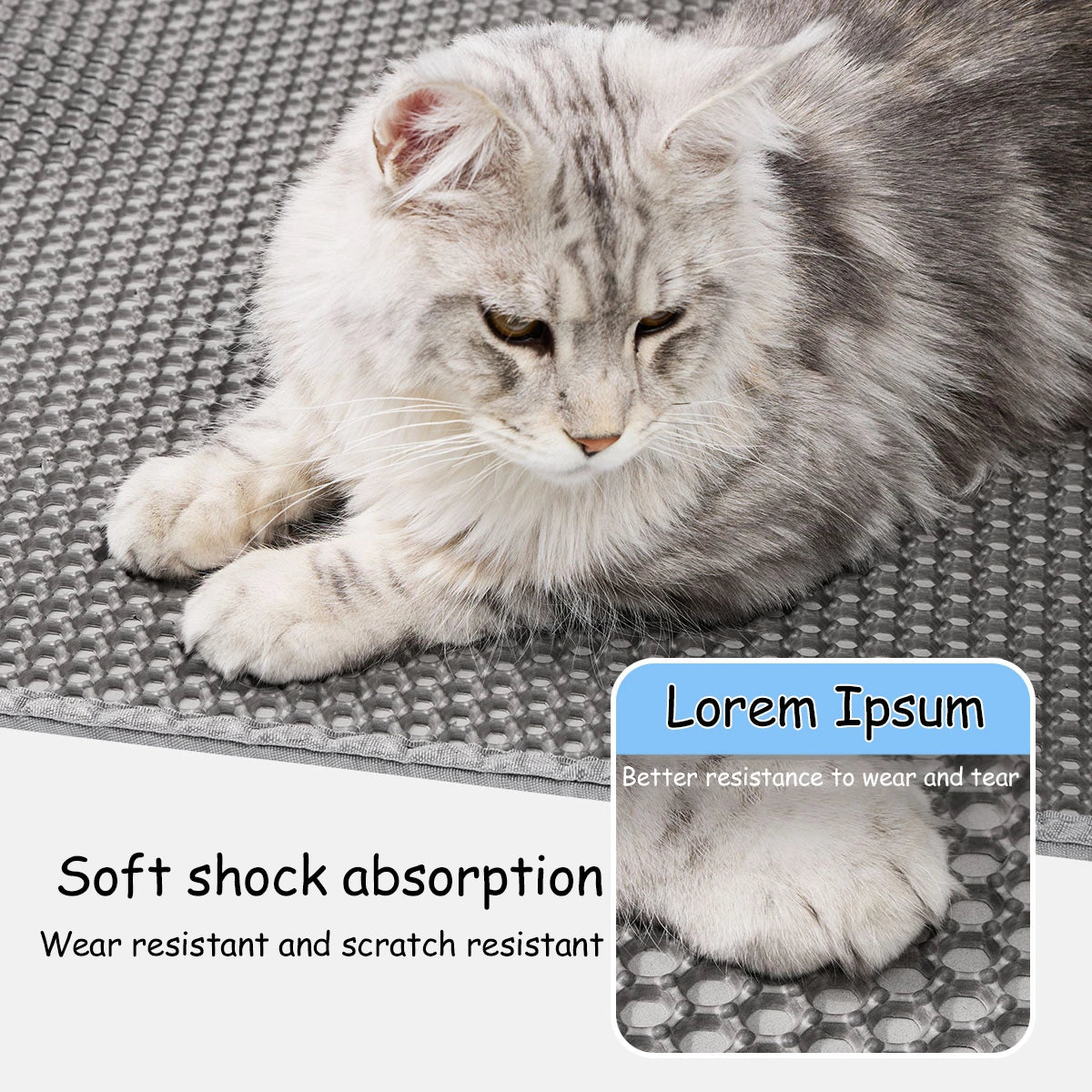 60 x 90 cm (24 x 35 in) Waterproof Double-Layer Cat Litter Mat – Non-Slip Washable EVA Pet Litter Tray Pad