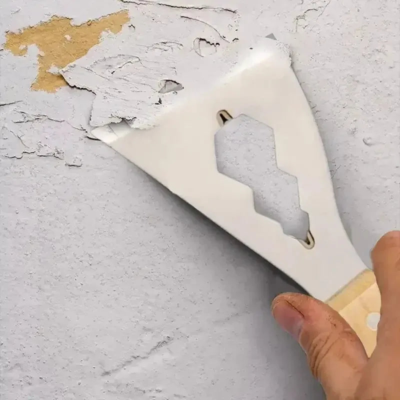 Multifunction Stainless Steel Putty Knife with Wooden Handle, Heavy-Duty Ash Scraper and Paint/Cement Scraper