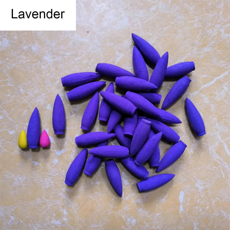 Oversized Backflow Incense Cones 100g, 6–6.5 cm (2.36–2.56 in), 30–35 Min Burn, Sandalwood Lavender Jasmine for Home