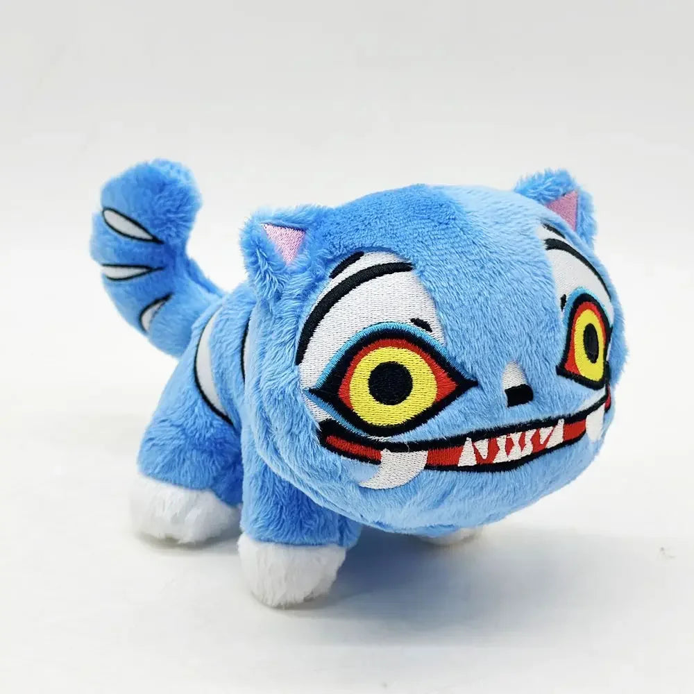 Demon Hunter Blue Tiger Plush Toy, 7.9 in (20 cm) Kawaii Soft Cat Pillow Gift for Kids & Teens