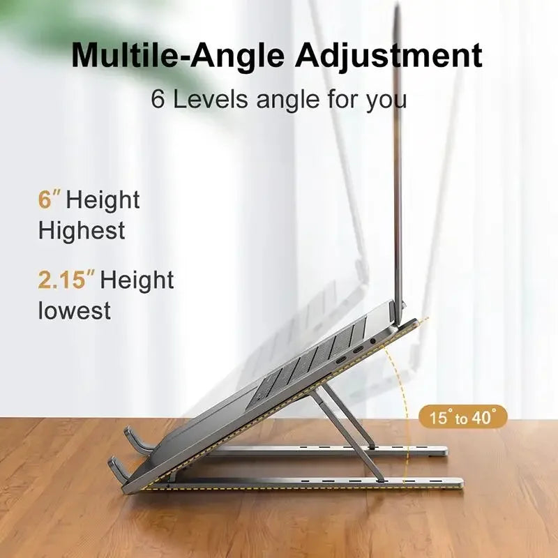 Portable Foldable Aluminum Laptop Stand – Adjustable Notebook Holder for MacBook Air/Pro & Laptops