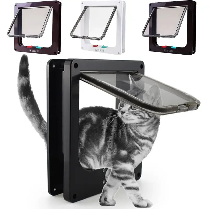 Pet Flap Door with 4-Way Security Lock — ABS Plastic Cat & Small Dog Door Kit