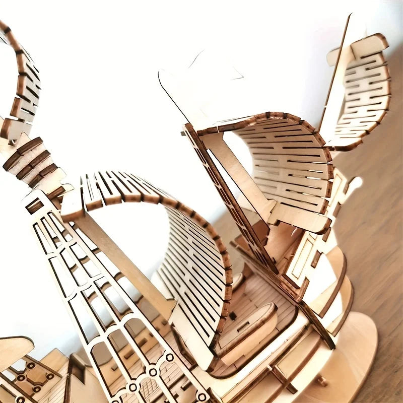 DIY 3D Wooden Mechanical Puzzle Kit - Buildable Ship Model Ornament, Handmade Assembly Game, Christmas Gift