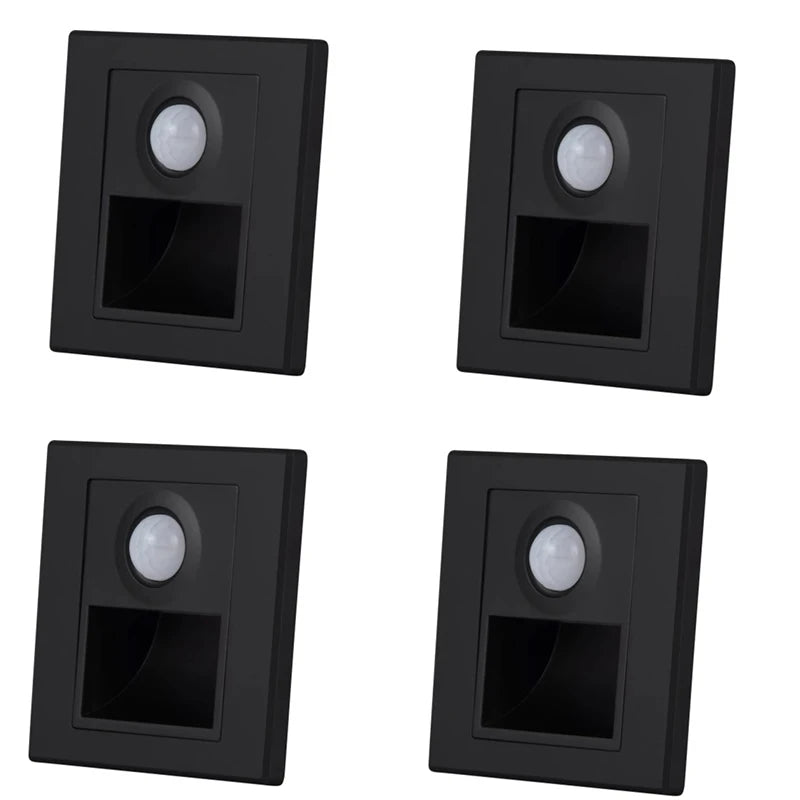 PIR Motion Sensor Recessed LED Night Light 86mm (3.4 in) AC 110-240V for Staircase Bedroom Hallway