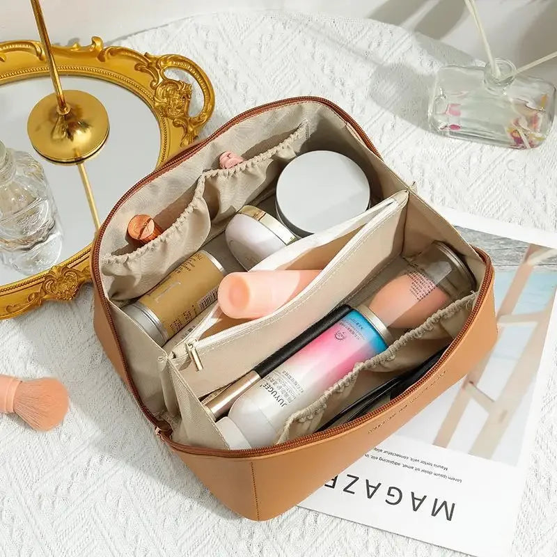 Women's Travel Makeup Bag Luxury Zip Toiletry & Cosmetic Organizer Pouch
