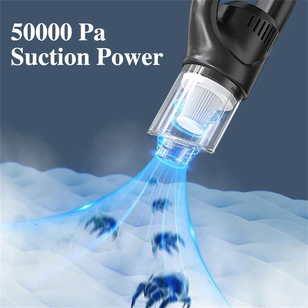 Cordless Handheld Vacuum Cleaner 50000Pa Rechargeable Mini Car & Home Pet Vacuum, Portable Bagless 120W