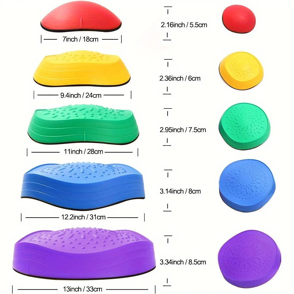 5-Pack Kids Balance Stepping Stones Playset – Montessori Sensory Steppers for Indoor & Outdoor Play