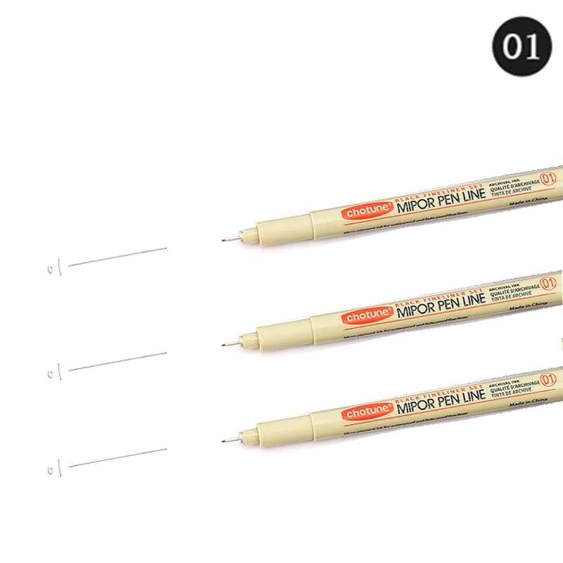 12-Pack Pigment Liner Ink Pens — Needle & Hook Tip Fineliners for Manga Drawing, Sketching & Illustration