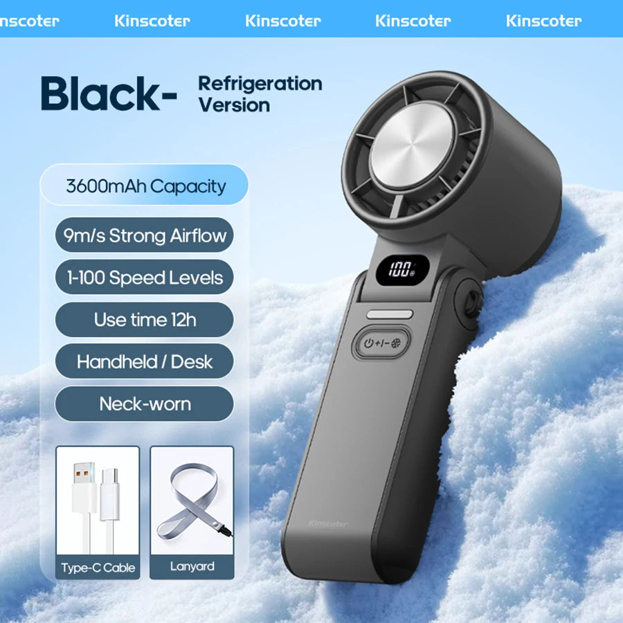 Portable High-Speed Handheld Fan 3600mAh Rechargeable 100 Adjustable Speeds Foldable Mini Turbo Fan