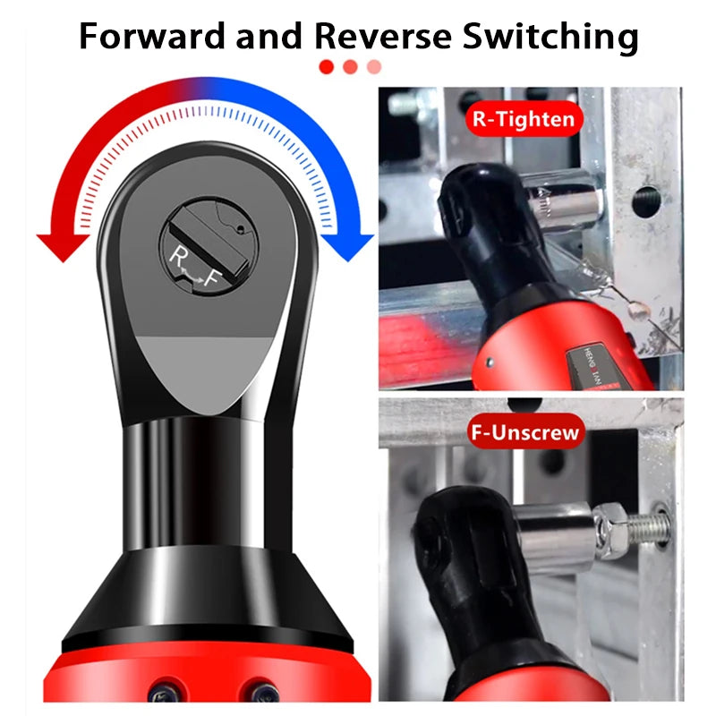 Cordless Right Angle Impact Wrench 3/8 in (9.5 mm) — 12V/18V Brushless Rechargeable Electric Ratchet Driver for Auto & DIY