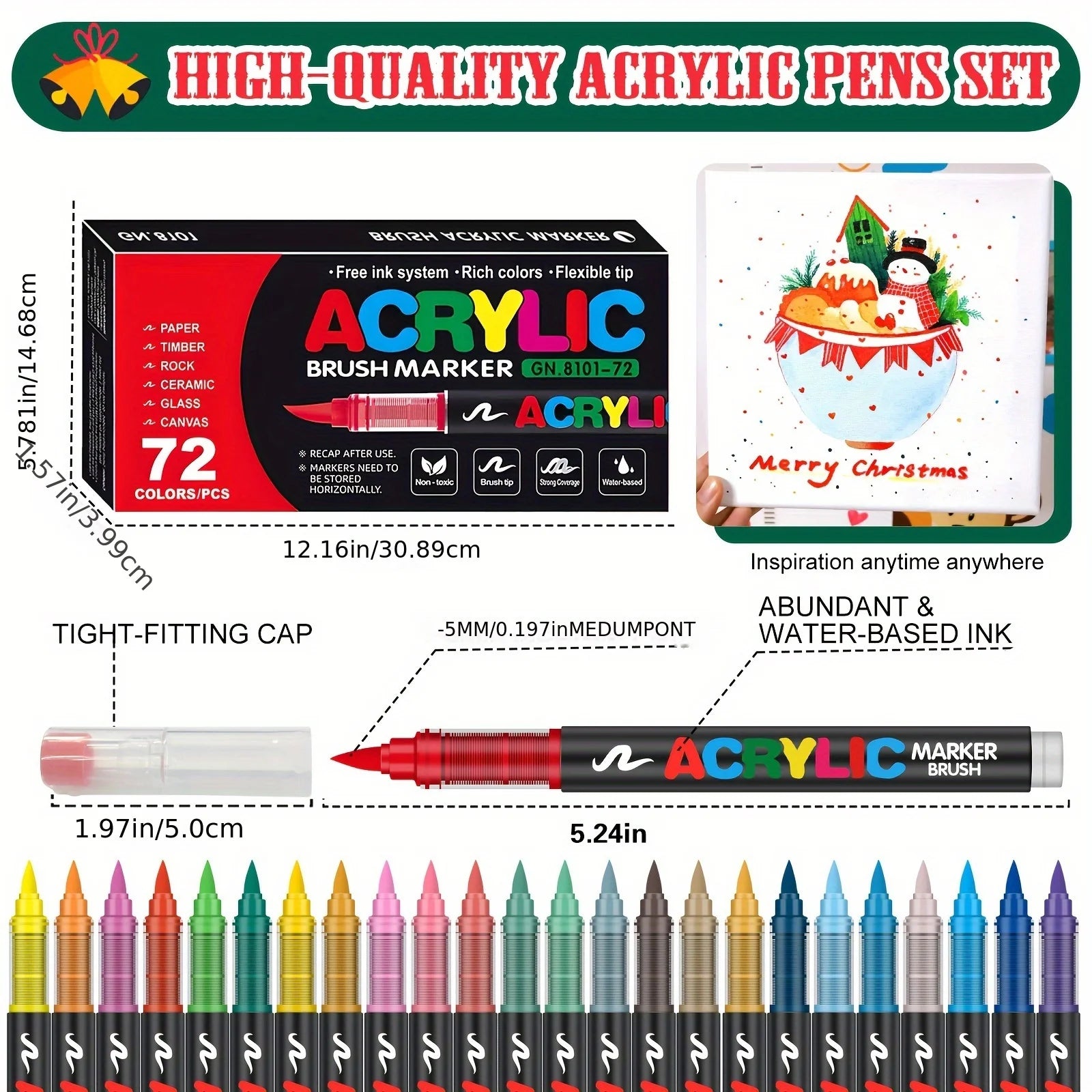Acrylic Paint Pens Brush Tip - 12–120 Colors for Rock Painting, Wood, Canvas, Stone & DIY Crafts