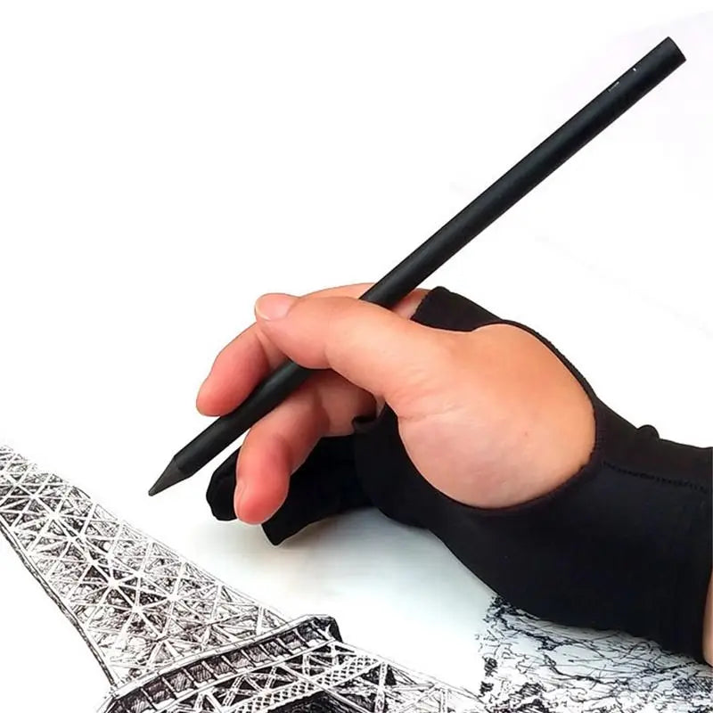 Digital Drawing Glove for Graphic Tablets – Breathable Anti-Smudge Artist Glove, Left & Right Hand, Black