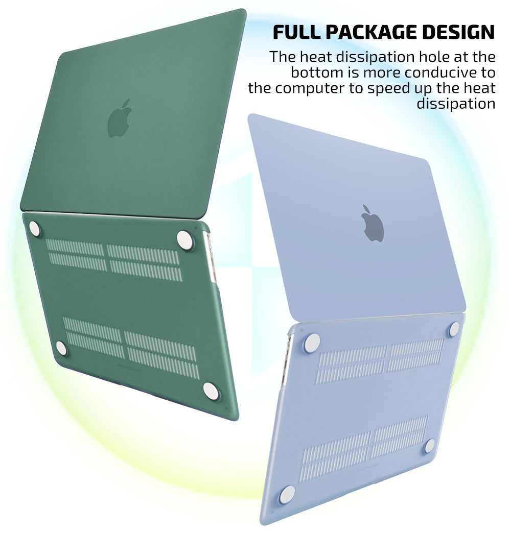 Hard Shell Protective Laptop Case for MacBook Air & Pro 13/13.6/14/16 Inch – PVC Snap-On Cover with Keyboard Cover & Screen Protector