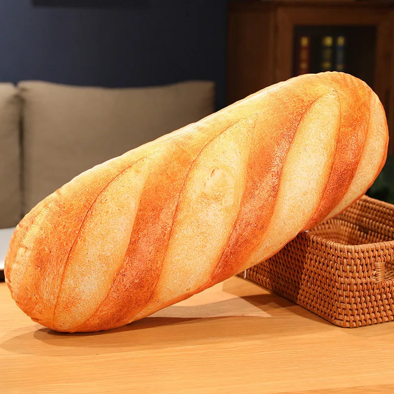 French Bread Plush Pillow - Soft Stuffed Food Plushie Decorative Throw Pillow, Sleeping Companion & Gift (Multiple Sizes)