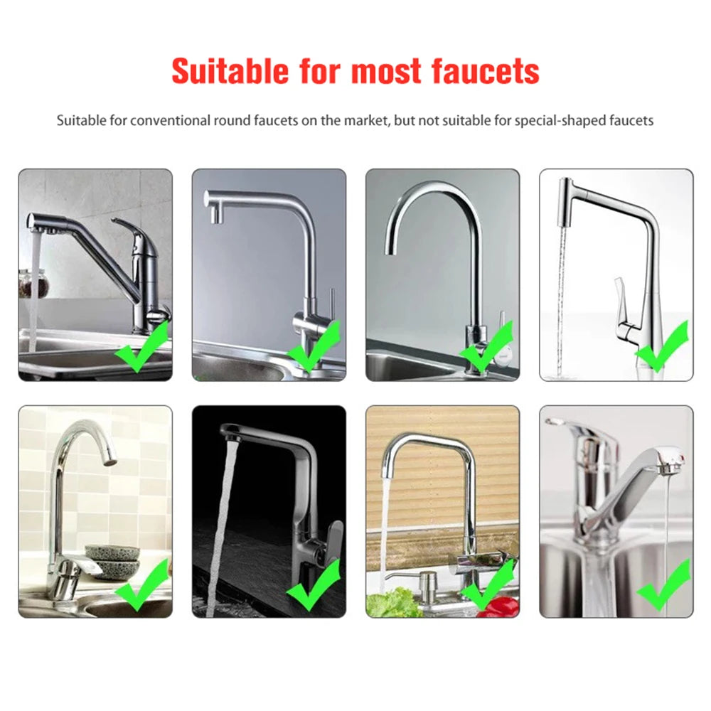 Universal 2/3-Mode Rotating Kitchen Faucet Adapter 360° Swivel Aerator Spray Nozzle, Water-Saving Tap Extender
