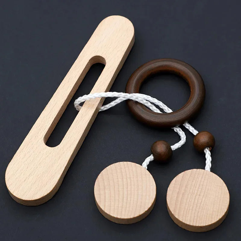 Wooden Ring Puzzle Brain Teaser - Unlocking Logic Game & Hands-On Learning Toy for Teens & Adults