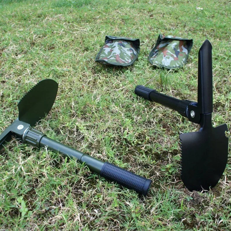 Compact Folding Camping Shovel – Military-Style Multi-Tool Pickaxe with Carry Pouch for Hiking, Hunting & Car Emergency