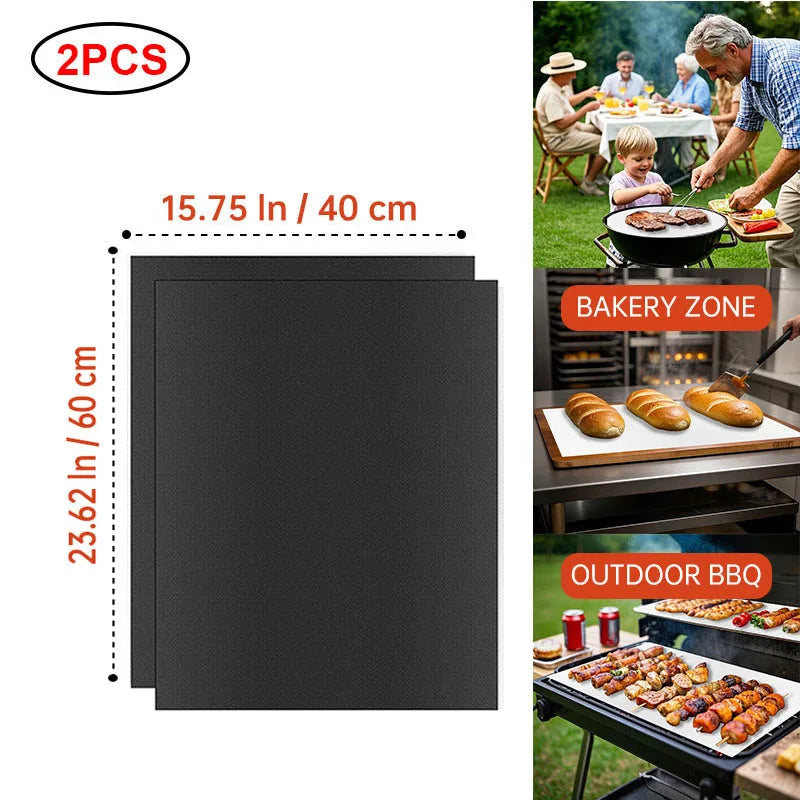 Reusable Non-Stick PTFE Grill & Oven Liner Mat — Heat-Resistant Baking & BBQ Mat
